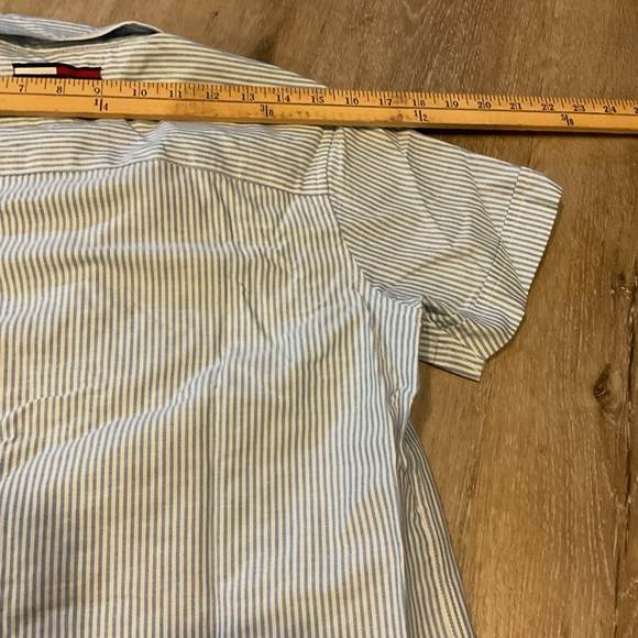 Tommy Hilfiger - Butter Down Short Sleeve Striped Shirt - Blue - Ladies Size 8 - Picture 7 of 11